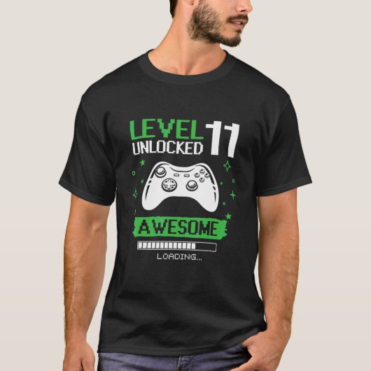 Birthday Boy Level 11 Unlocked Video Game Birthday T-shirt (Voorkant)