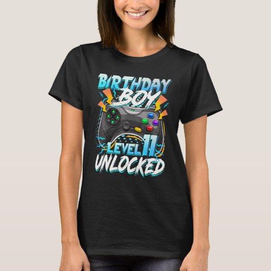 Birthday Boy Level 11 Unlocked Video Game Birthday T-shirt (Voorkant)