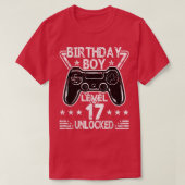 Birthday Boy Level 17 Unlocked 17th Birthday Video T-shirt (Design voorkant)