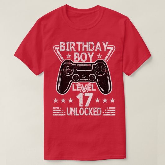 Birthday Boy Level 17 Unlocked 17th Birthday Video T-shirt (Design voorkant)