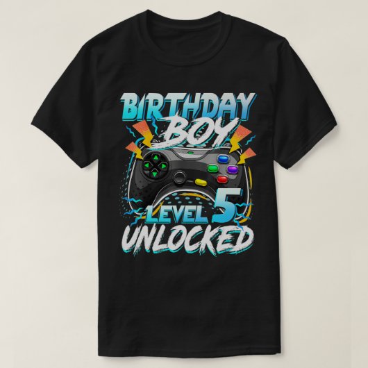 Birthday Boy Level 5 Unlocked Video Game Birthday T-shirt (Design voorkant)