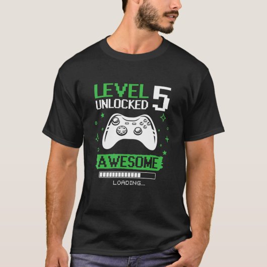 Birthday Boy Level 5 Unlocked Video Game Birthday T-shirt (Voorkant)