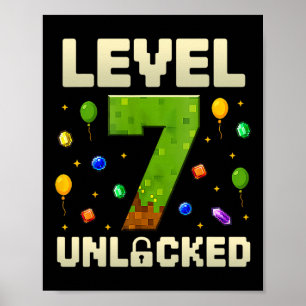 Birthday Boy Level 7 ontgrendeld 7e verjaardag Pix Poster