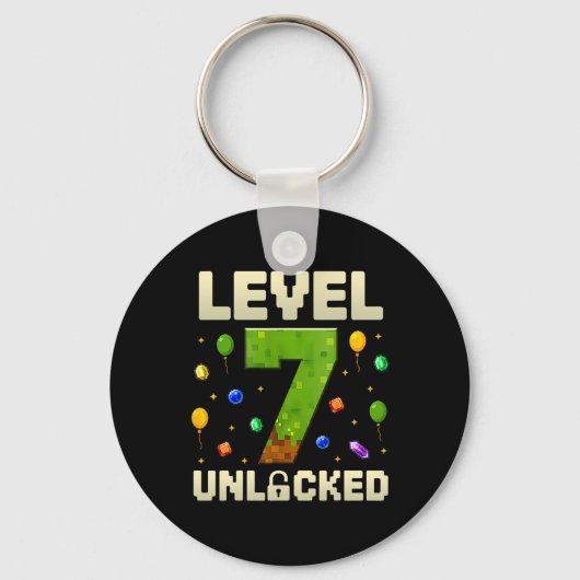 Birthday Boy Level 7 ontgrendeld 7e verjaardag Pix Sleutelhanger (Voorkant)