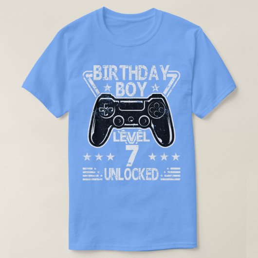 Birthday Boy Level 7 Unlocked 7th Birthday Video G T-shirt (Design voorkant)