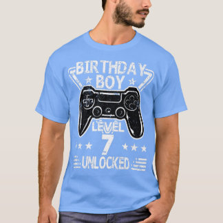 Birthday Boy Level 7 Unlocked 7th Birthday Video G T-shirt