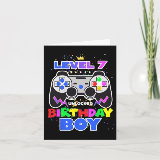 Birthday Boy Level 7 Unlocked Video Game 7th Birth Kaart (Voorkant)