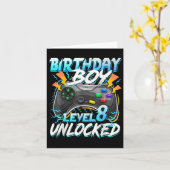 Birthday Boy Level 8 Ontgrendeld Videogame 8 Jaar Kaart (Gele Bloem)