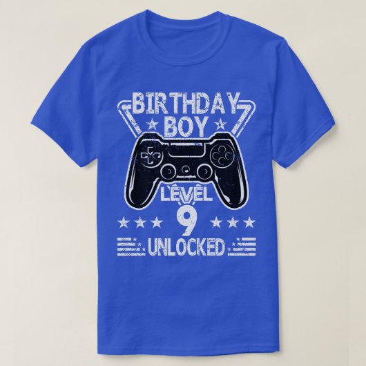 Birthday Boy Level 9 Unlocked 9th Birthday Video G T-shirt (Design voorkant)