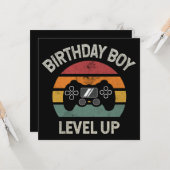 Birthday Boy Level Up Kaart (Voorkant / Achterkant in situ)