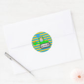 Birthday Boy met ballon in Tractor Ronde Sticker (Envelop)