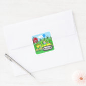 Birthday Boy met ballon in Tractor Vierkante Sticker (Envelop)