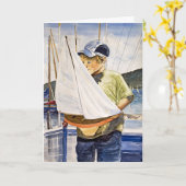 Birthday Boy met Zeilboot Kaart (Gele Bloem)