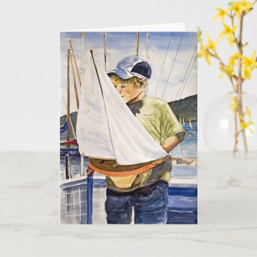 Birthday Boy met Zeilboot Kaart (Gele Bloem)