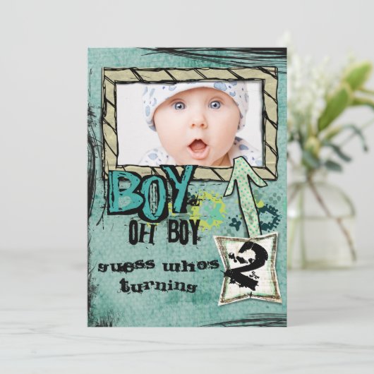 Birthday Boy party nodigt uit Kaart (Staand voorkant)