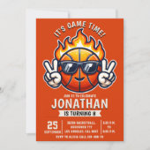  Birthday Boy party with a basketball Ball theme Kaart (Voorkant)