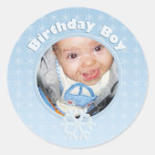 Birthday Boy Photo Winter Onederland Ronde Sticker (Voorkant)