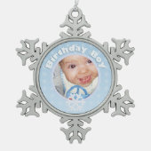 Birthday Boy Photo Winter Onederland Tin Sneeuwvlok Ornament (Voorkant)