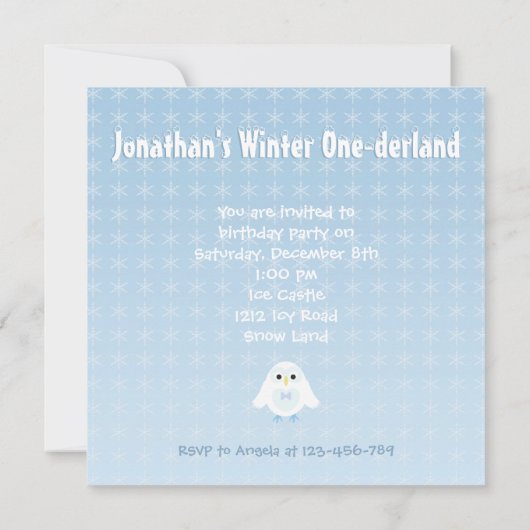 Birthday Boy Photo Winter Onederland Uitnodiging (Achterkant)