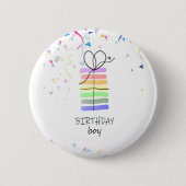 Birthday Boy Pin met Confetti Ronde Button 5,7 Cm (Voorkant)