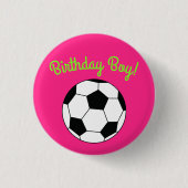 Birthday Boy Pink Party Button voetbalsport (Voorkant)