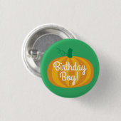 Birthday Boy Pumpkin Badge Pin Button (Voorkant /achterkant)