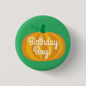 Birthday Boy Pumpkin Badge Pin Button (Voorkant)