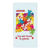 Birthday Boy Puzzle Love to Piecces Etiket (Voorkant)