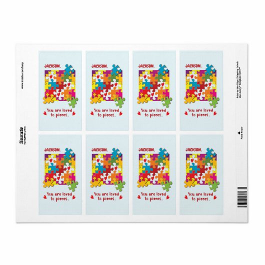 Birthday Boy Puzzle Love to Piecces Etiket (Full Sheet)