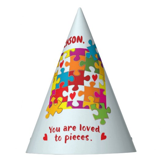 Birthday Boy Puzzle Love to Piecces Feesthoedjes (Voorkant)