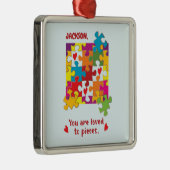 Birthday Boy Puzzle Love to Piecces Metalen Ornament (Rechts)