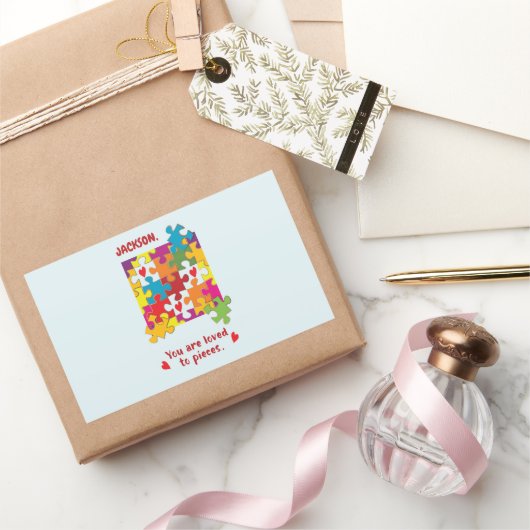 Birthday Boy Puzzle Love to Piecces Rechthoekige Sticker (Geschenken)