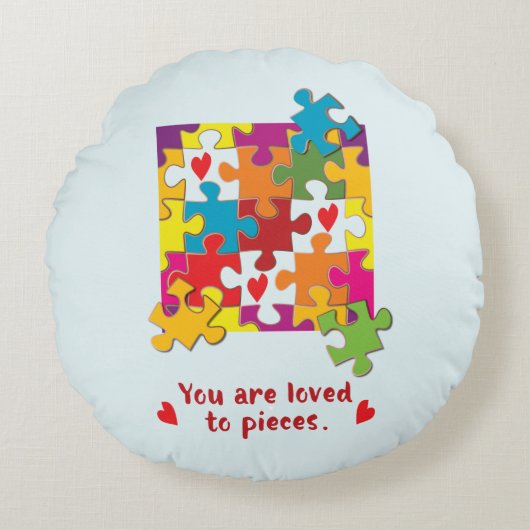 Birthday Boy Puzzle Love to Piecces Rond Kussen (Voorkant)