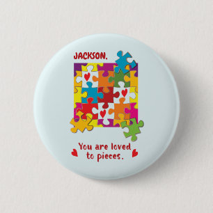 Birthday Boy Puzzle Love to Piecces Ronde Button 5,7 Cm