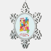 Birthday Boy Puzzle Love to Piecces Tin Sneeuwvlok Ornament (Rechts)