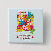 Birthday Boy Puzzle Love to Piecces Vierkante Button 5,1 Cm (Voorkant)