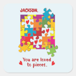 Birthday Boy Puzzle Love to Piecces Vierkante Sticker