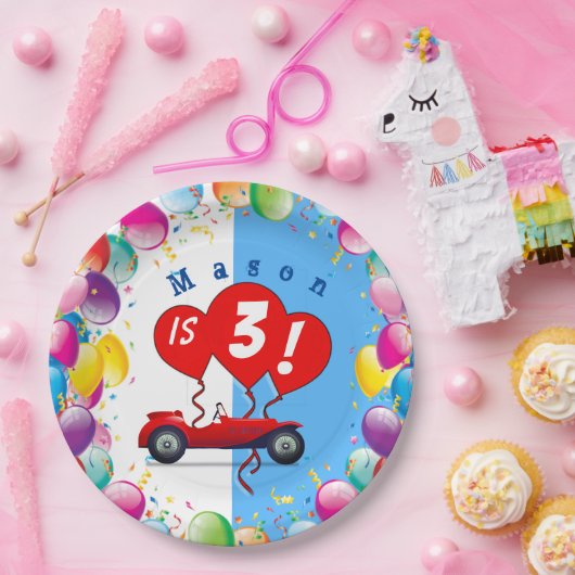 Birthday Boy Racecar en Balloons Paper Bord (Feest)