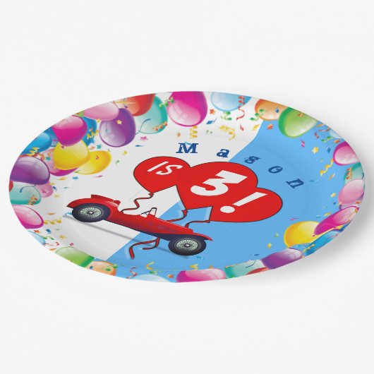 Birthday Boy Racecar en Balloons Paper Bord (Gekanteld)