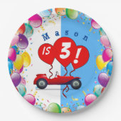 Birthday Boy Racecar en Balloons Paper Bord (Voorkant)