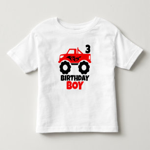 Birthday Boy Red Monster Truck in Leeftijd Kinder Shirts