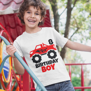 Birthday Boy Red Monster Truck in Leeftijd T-shirt
