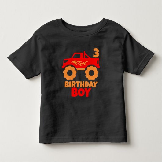 Birthday Boy Red Monster Truck met Leeftijd Sinaas Kinder Shirts (Voorkant)
