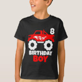 Birthday Boy Red Monster Truck tegen Leeftijd Blac T-shirt (Voorkant)