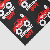 Birthday Boy Red Monster Truck tegen Leeftijd Blac Tissuepapier (Detail)