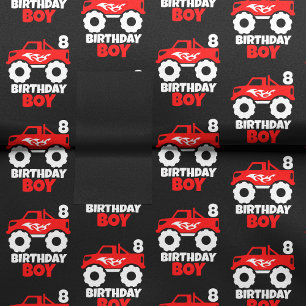 Birthday Boy Red Monster Truck tegen Leeftijd Blac Tissuepapier