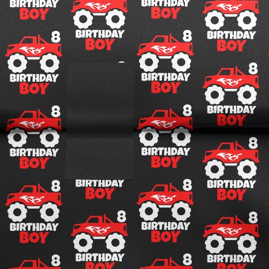 Birthday Boy Red Monster Truck tegen Leeftijd Blac Tissuepapier