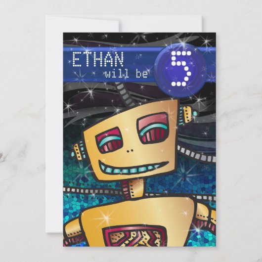 Birthday Boy Robot Comic Book Hero Space SciFi Kaart (Voorkant)