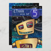 Birthday Boy Robot Comic Book Hero Space SciFi Kaart (Voorkant / Achterkant)