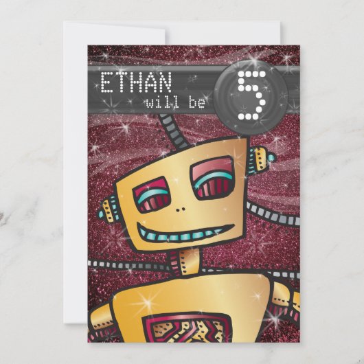 Birthday Boy Robot Comic Book Hero Space SciFi Kaart (Voorkant)